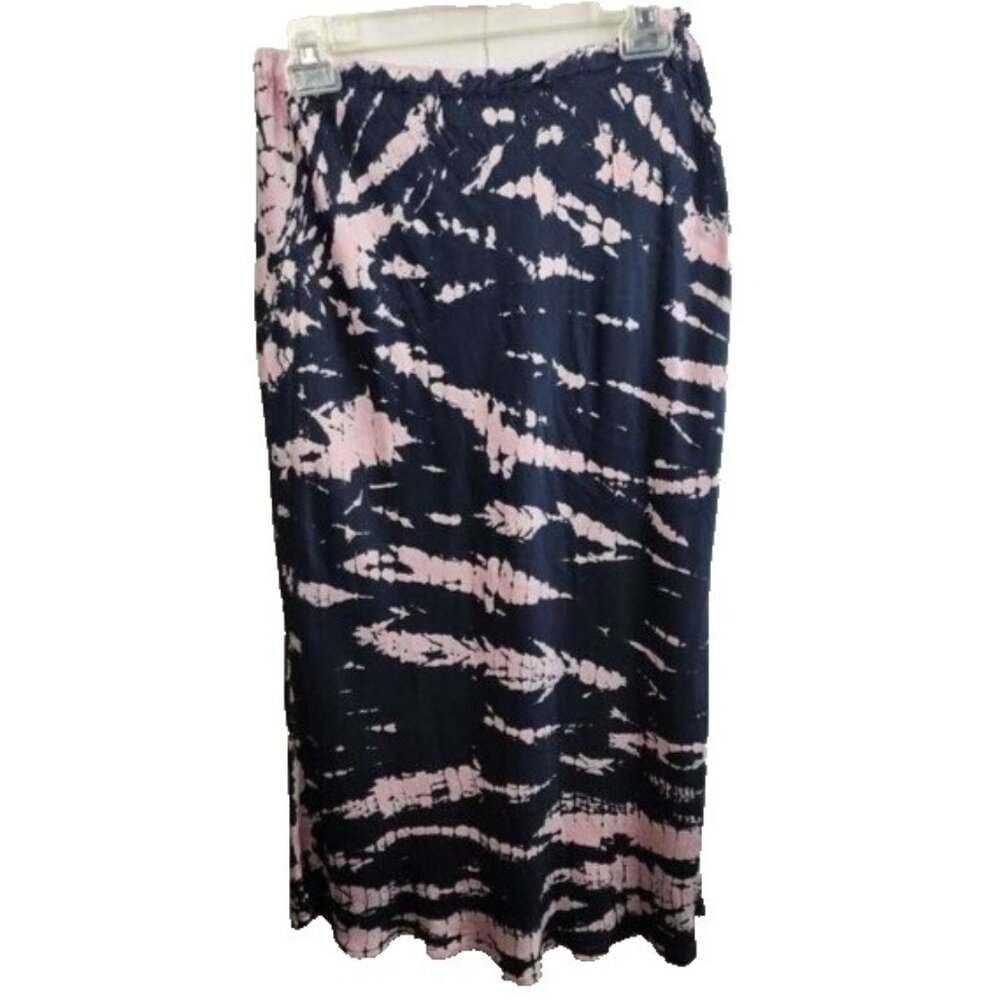 Yong Fabulous & Broke Womens Midi Skirt Small Black Pink Tie Dye Slit Hippie